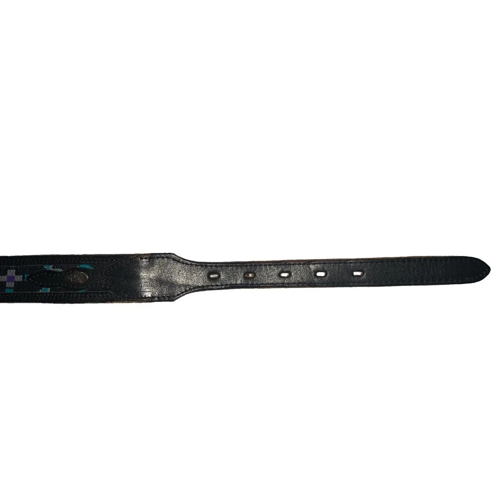 Vintage Dundee Leather Western Belt Womens 28 Turquoise Black Aztec Cowgirl USA
